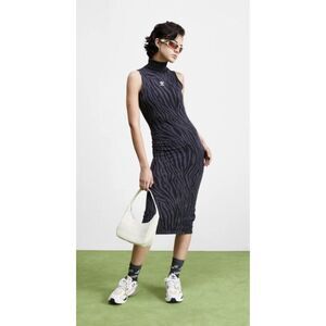 Adidas Originals Allover Zebra Animal Print Midi Dress Size Medium